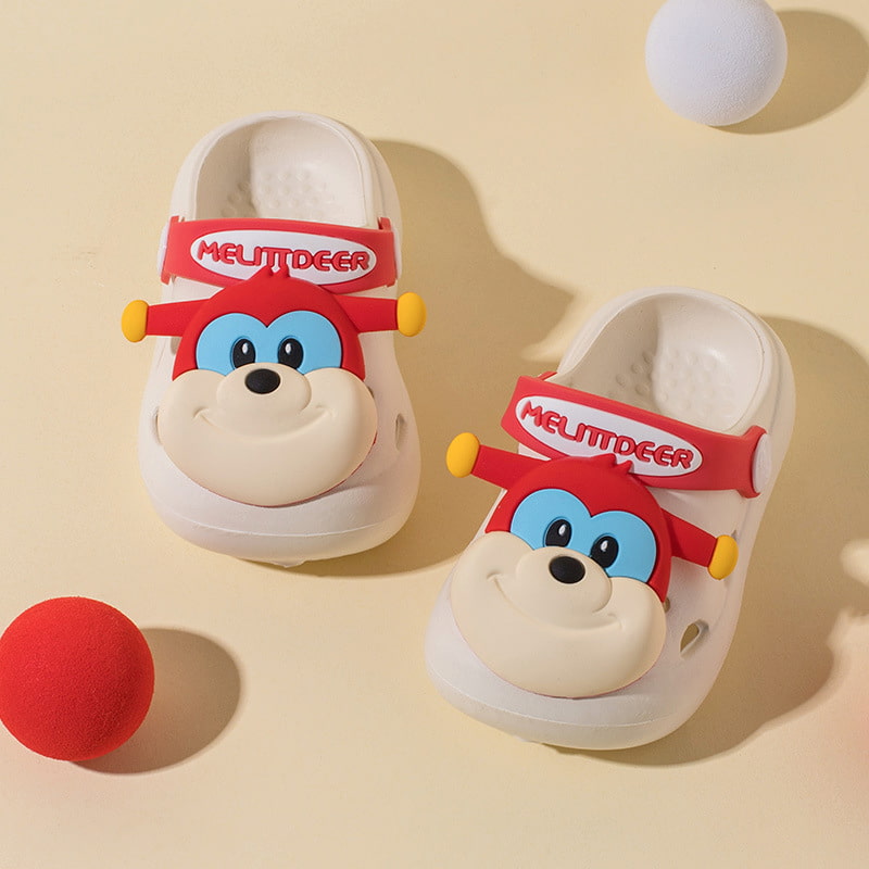 Kitten Head Lightweight Kids Cute Clog Shoe – Beige Red