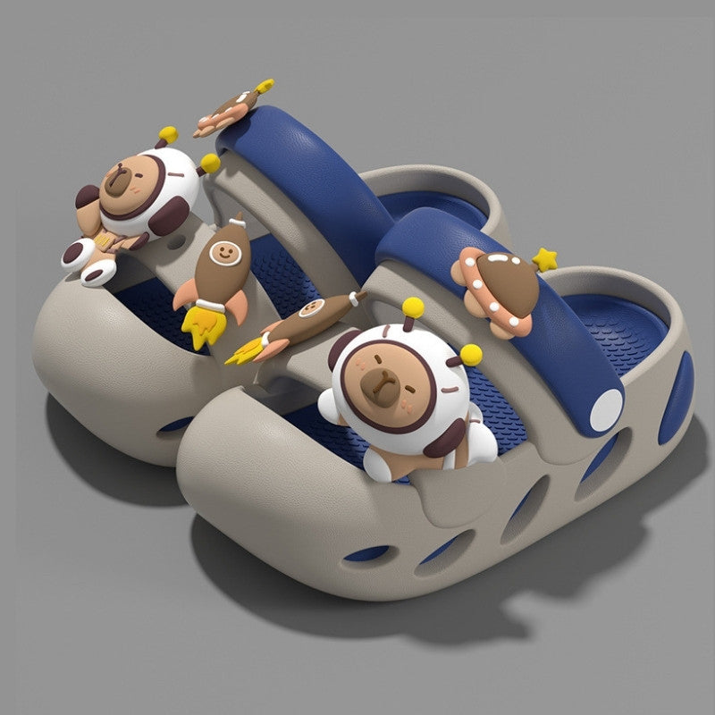 Space Capybara Close-toe Kids Clog Shoe – Gray Blue