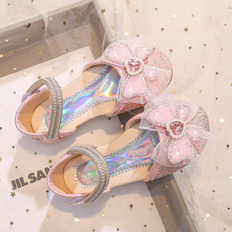 Spring Trend Crystal Bow Soft Girls Sandal – Pink