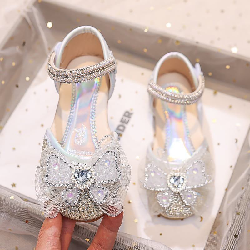 Spring Trend Crystal Bow Soft Girls Sandal – Silver
